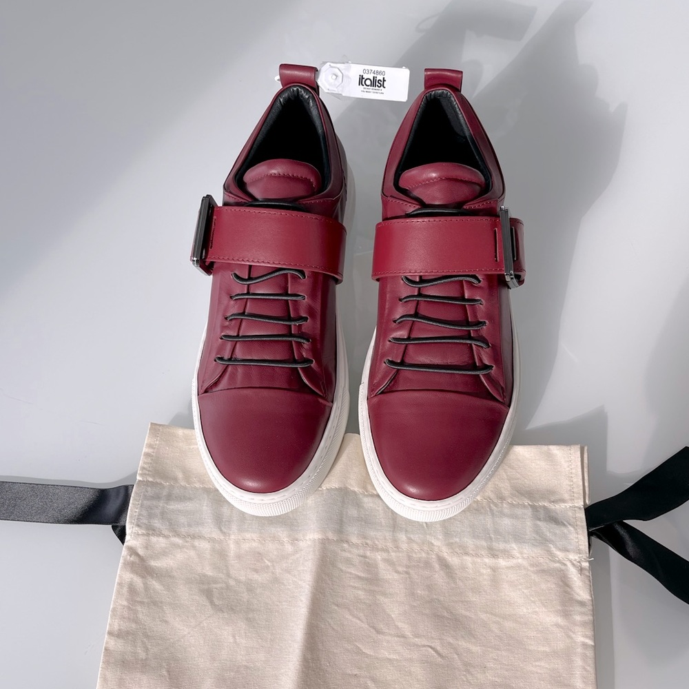 NEW! Lanvin Leather Low-Top Burgundy Sneakers Sz 40/US 10 (fits US 9)